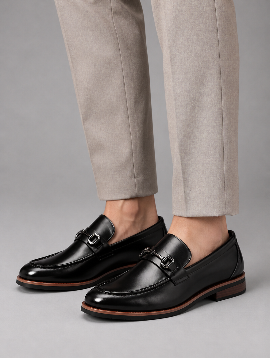 Men’s Leather-Look Loafers – Polished Slip-On Dress Shoes