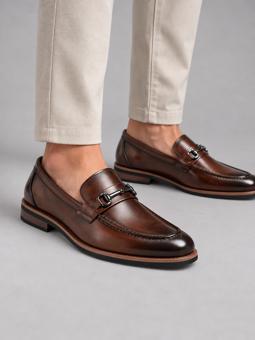 Men’s Leather-Look Loafers – Polished Slip-On Dress Shoes