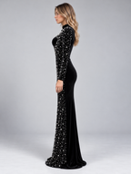 Women’s Velvet Rhinestone Maxi Dress