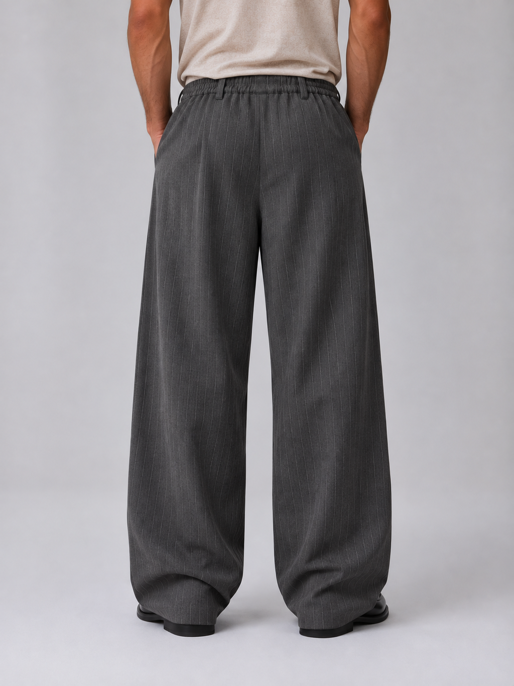 Men’s Pinstripe Wide Leg Trousers – Baggy Tailored Pants