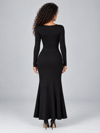 Women's Square Neck Ruched Maxi Dress