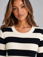 Women’s Striped Ribbed Knit Maxi Dress