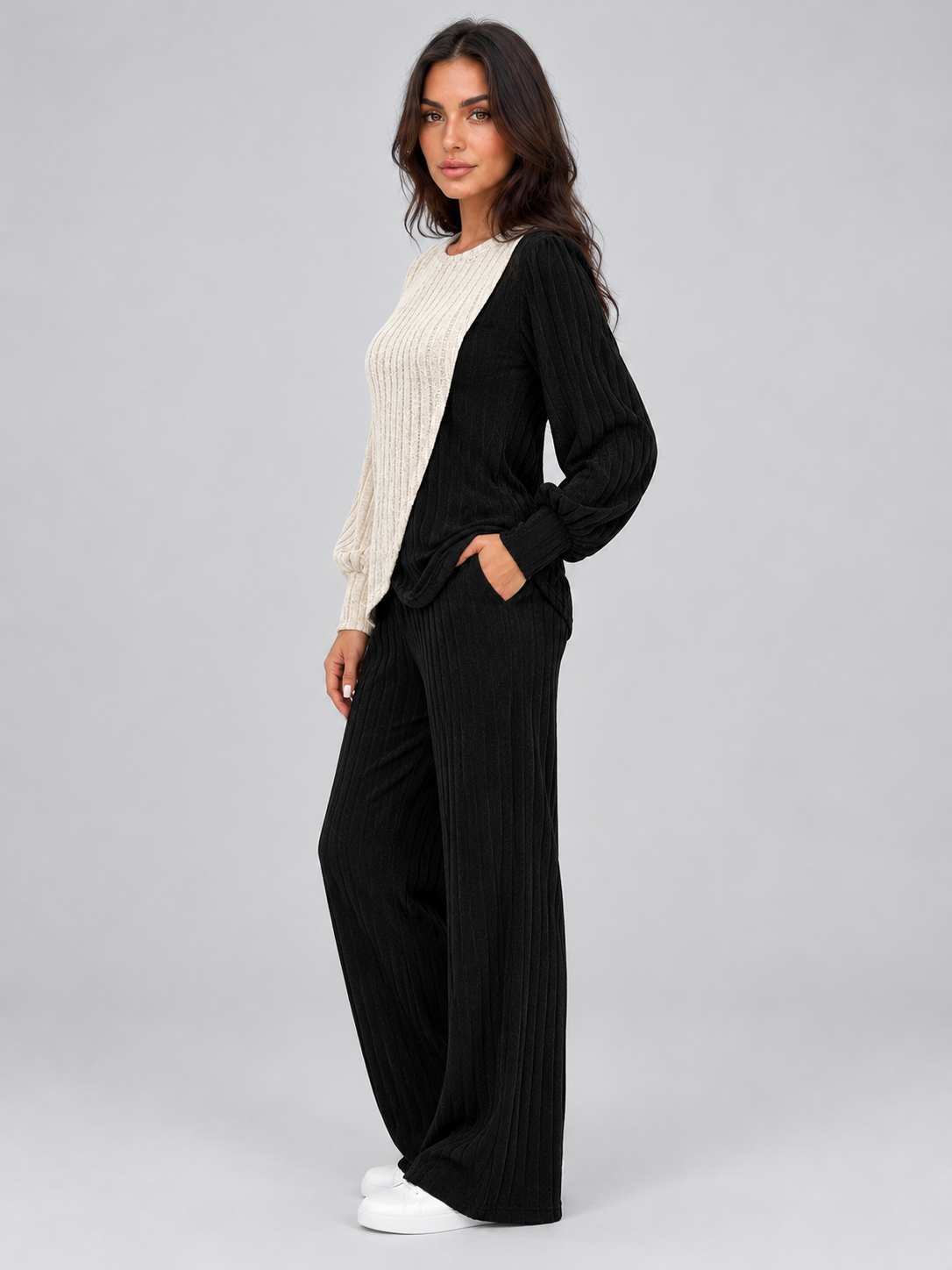 Women’s Two-Piece Ribbed Lounge Set
