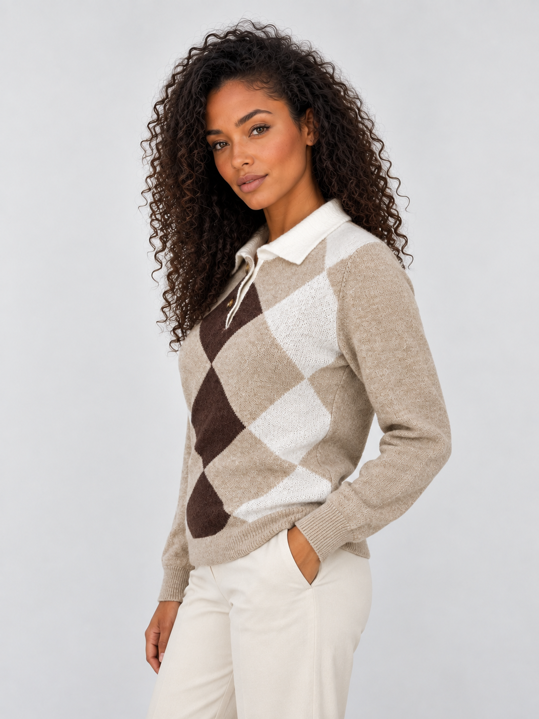 Women’s Argyle Collared Jumper