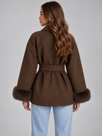 Women’s Faux Fur Belted Wrap Coat