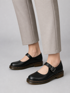 Women’s Classic Mary Jane Shoes – Leather Look Comfort Flats