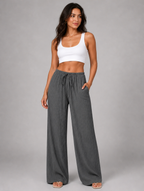Women's Crinkle Wide Leg Trousers – Drawstring Waist