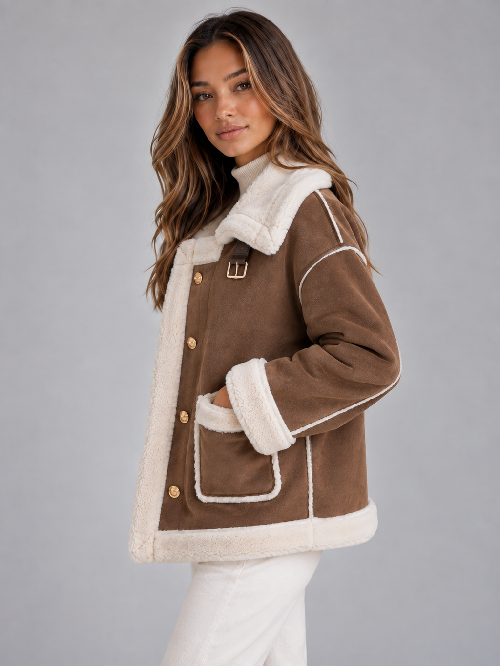 Women’s Faux Shearling Suede Look Jacket