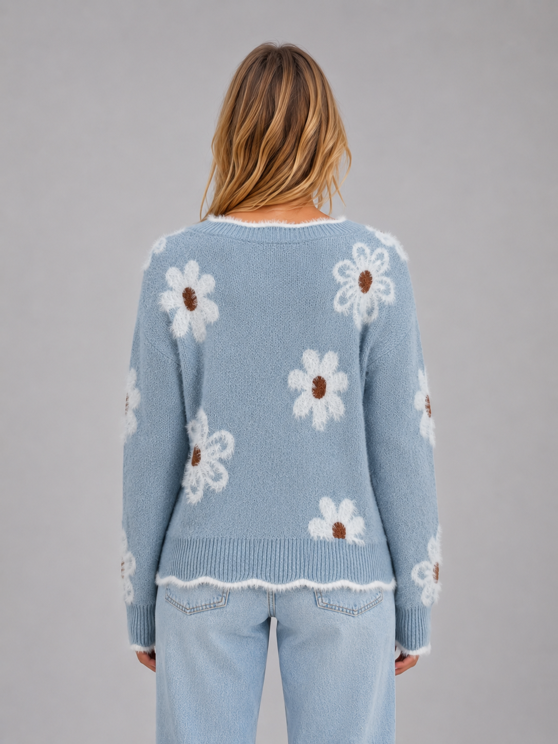 Women's Floral V-Neck Jumper