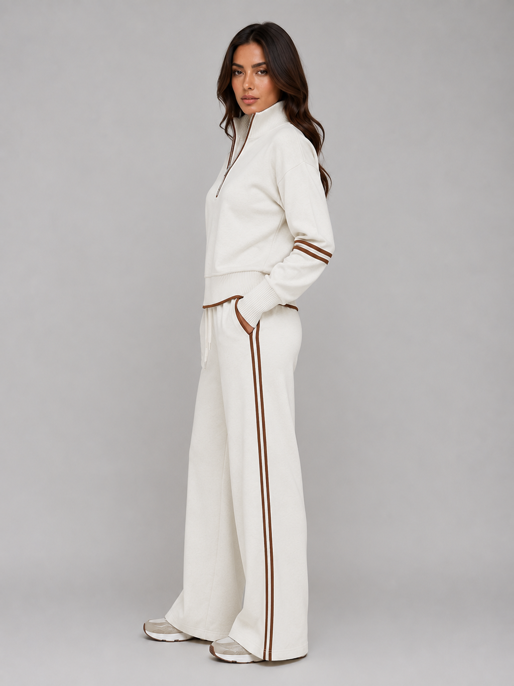Women's Half Zip Lounge Co-Ord Set – Relaxed Fit Tracksuit