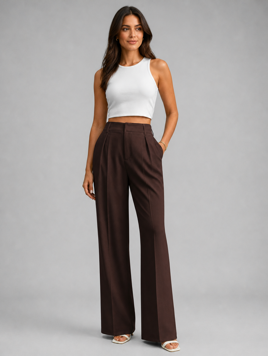 Women's High Waisted Wide Leg Trousers – Tailored Everyday Style