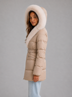 Women’s Faux Fur Belted Puffer Jacket