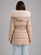 Women’s Faux Fur Belted Puffer Jacket