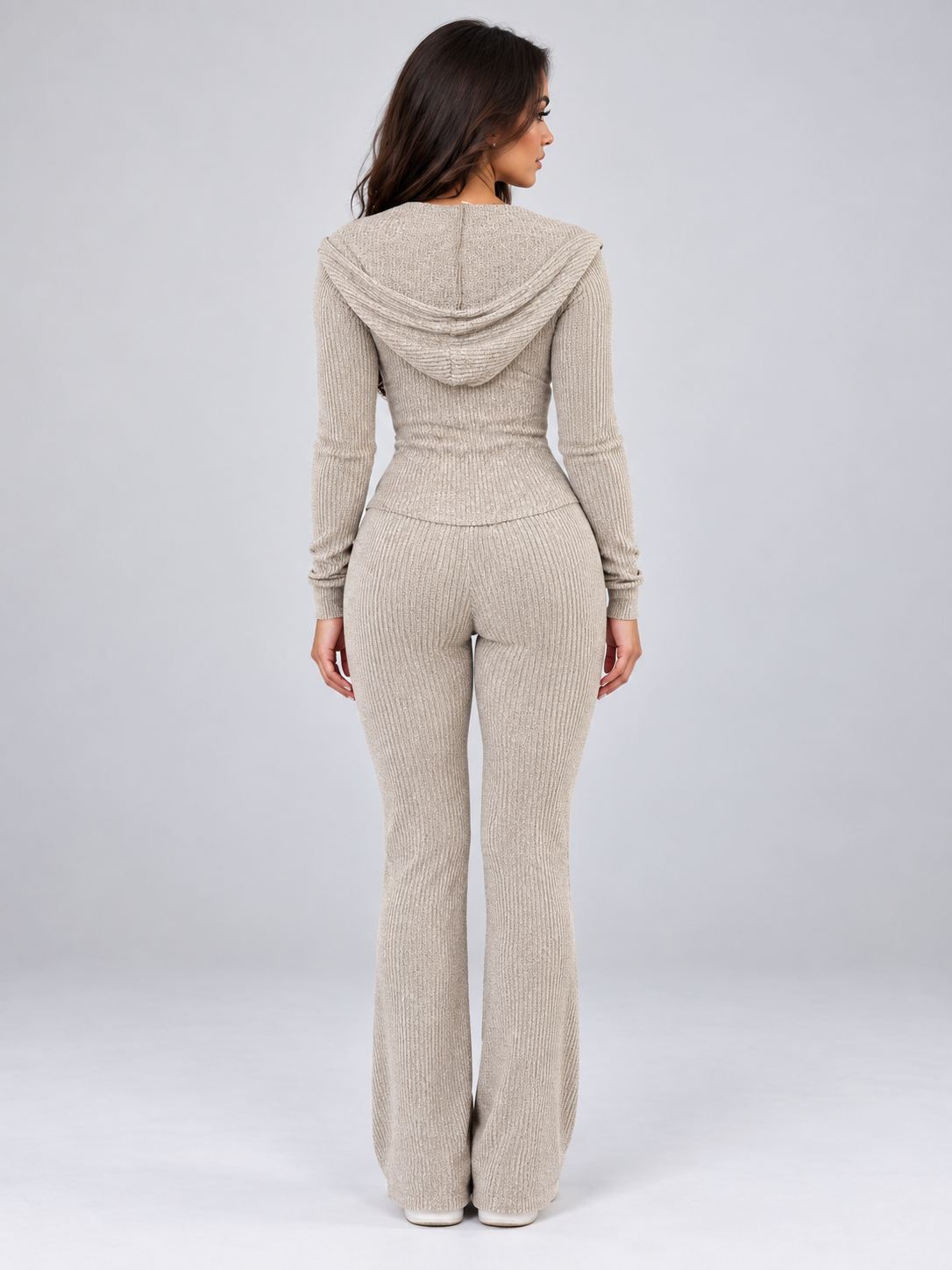 Women’s Hooded Ribbed Knit Lounge Set