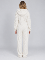 Women’s Hooded Teddy Fleece Jumpsuit – Fluffy Lounge Onesie