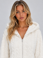 Women’s Hooded Teddy Fleece Jumpsuit – Fluffy Lounge Onesie