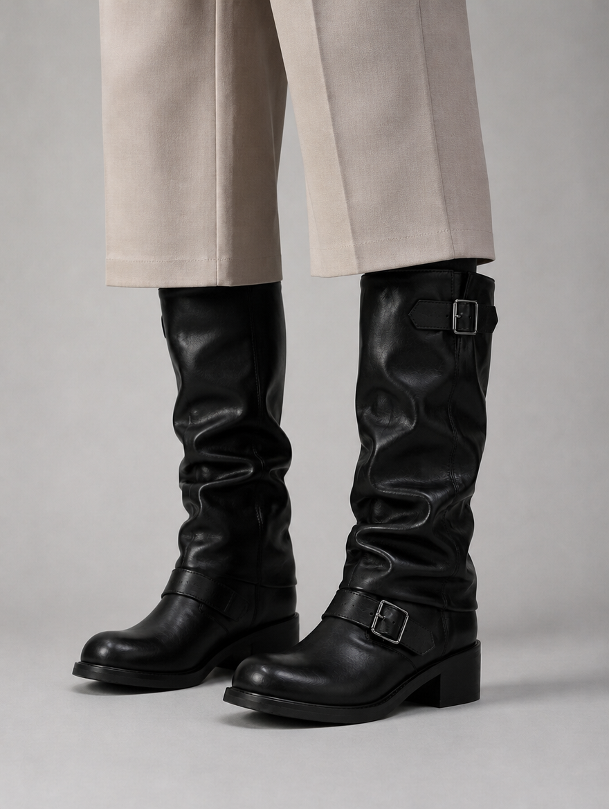 Women’s Knee-High Biker Boots