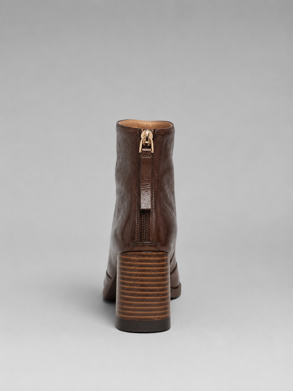 Women’s Leather Square Toe Ankle Boots – Block Heel & Back Zip