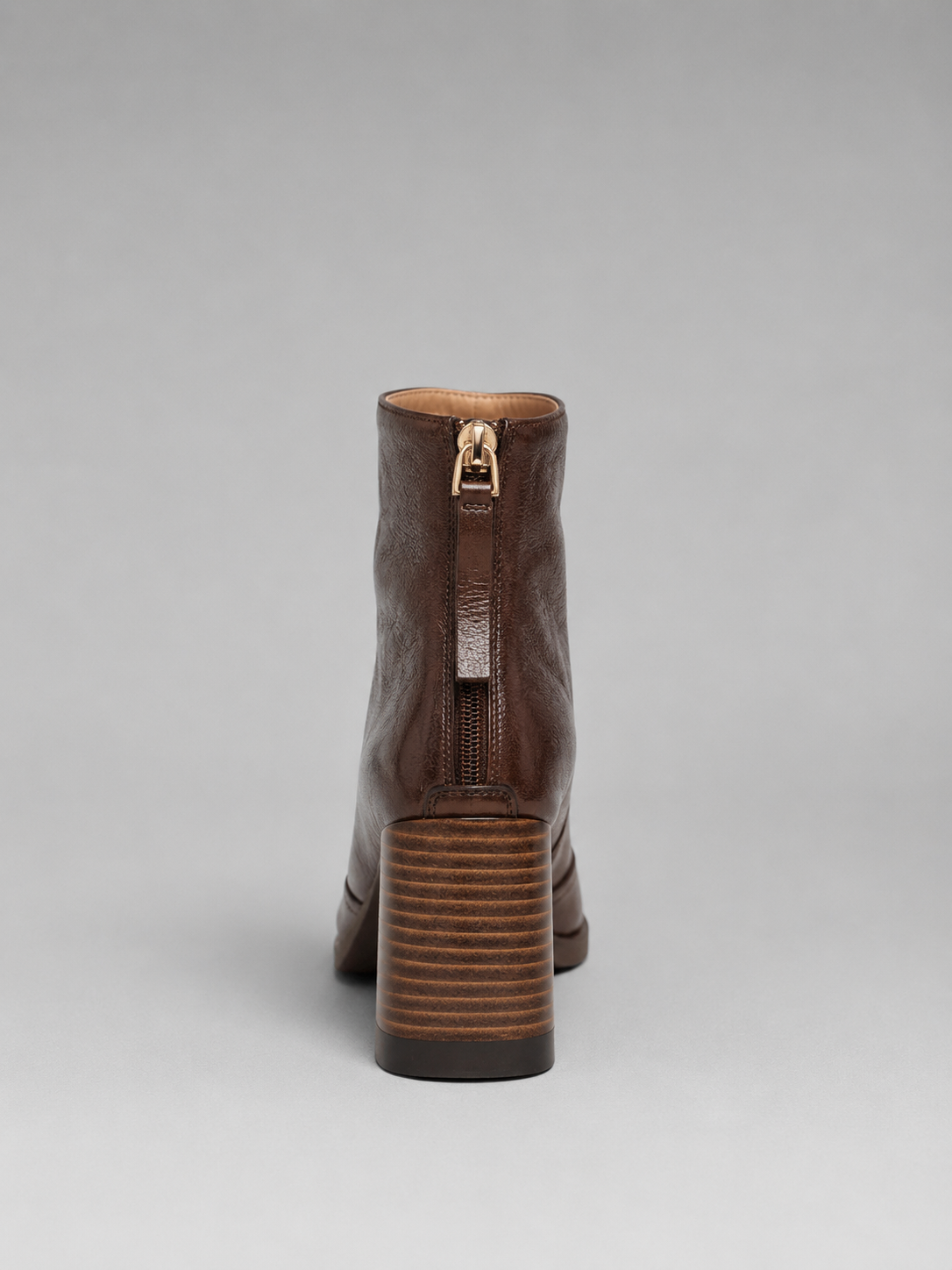 Women’s Leather Square Toe Ankle Boots – Block Heel & Back Zip