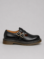 Women’s Leather-Look Mary Jane Shoes – Double Buckle Chunky Sole Flats