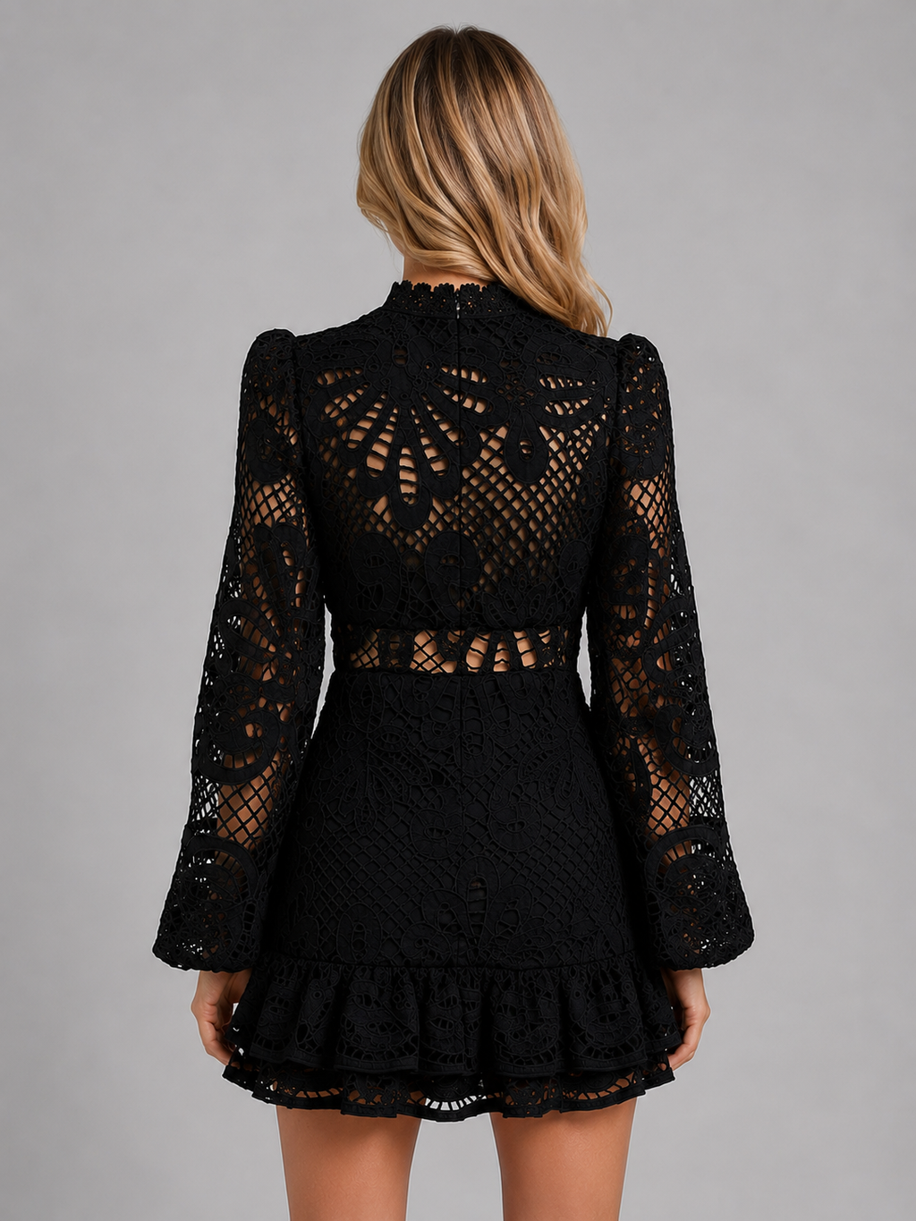 Women's Long Sleeve Lace Mini Dress