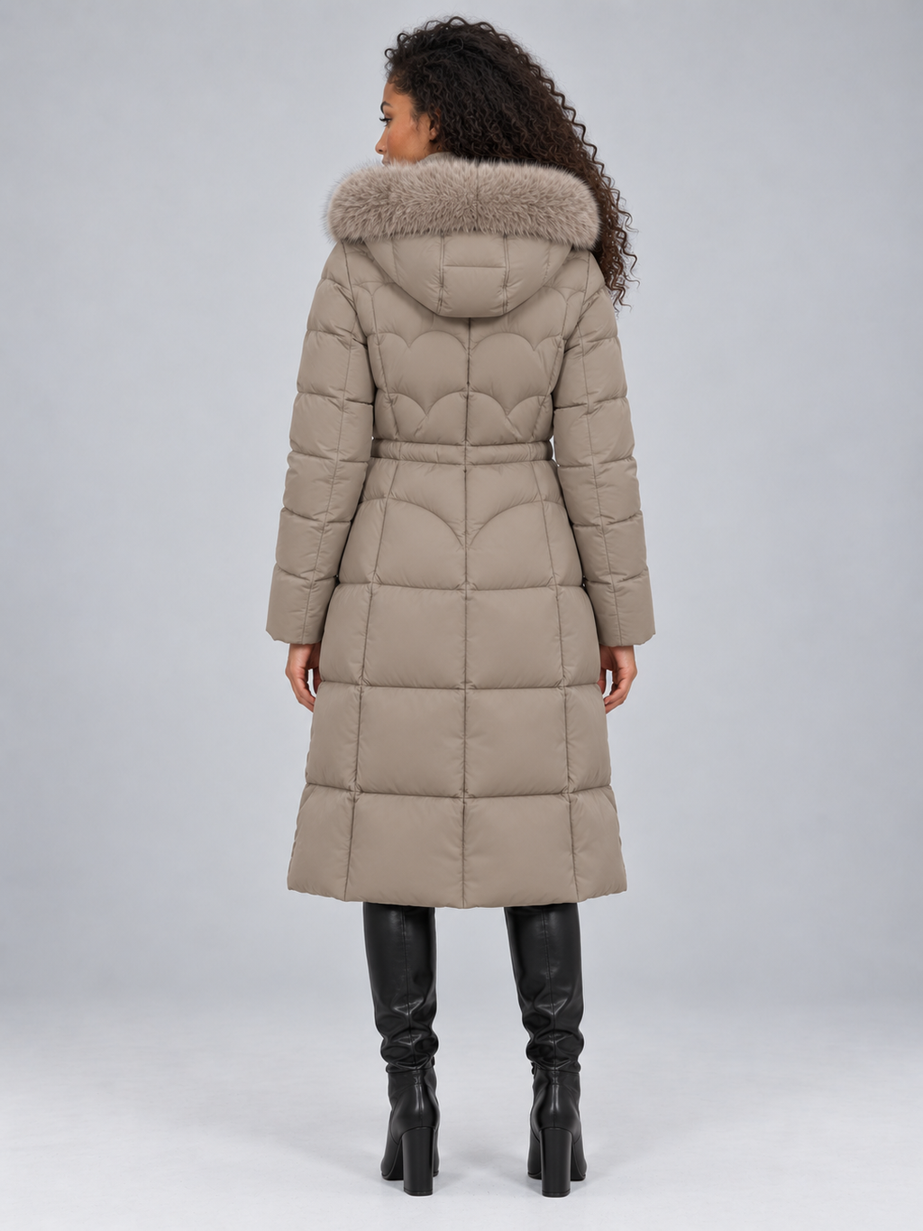 Women’s Faux Fur Longline Quilted Puffer Coat