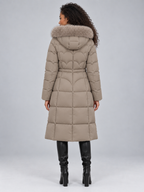 Women’s Faux Fur Longline Quilted Puffer Coat