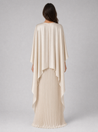 Women’s Pleated Maxi Dress with Cape Sleeves