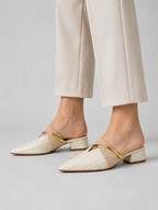 Women’s Pointed Toe Mule Heels – Croc Effect Elegant Slip-On