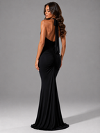 Women’s Ruched Halterneck Maxi Dress