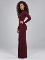 Women’s Ruched High Neck Maxi Dress