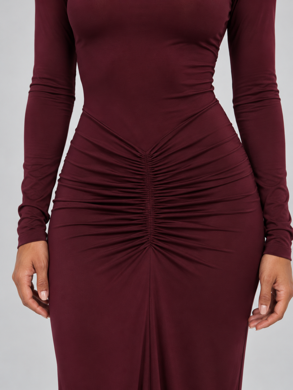 Women’s Ruched High Neck Maxi Dress