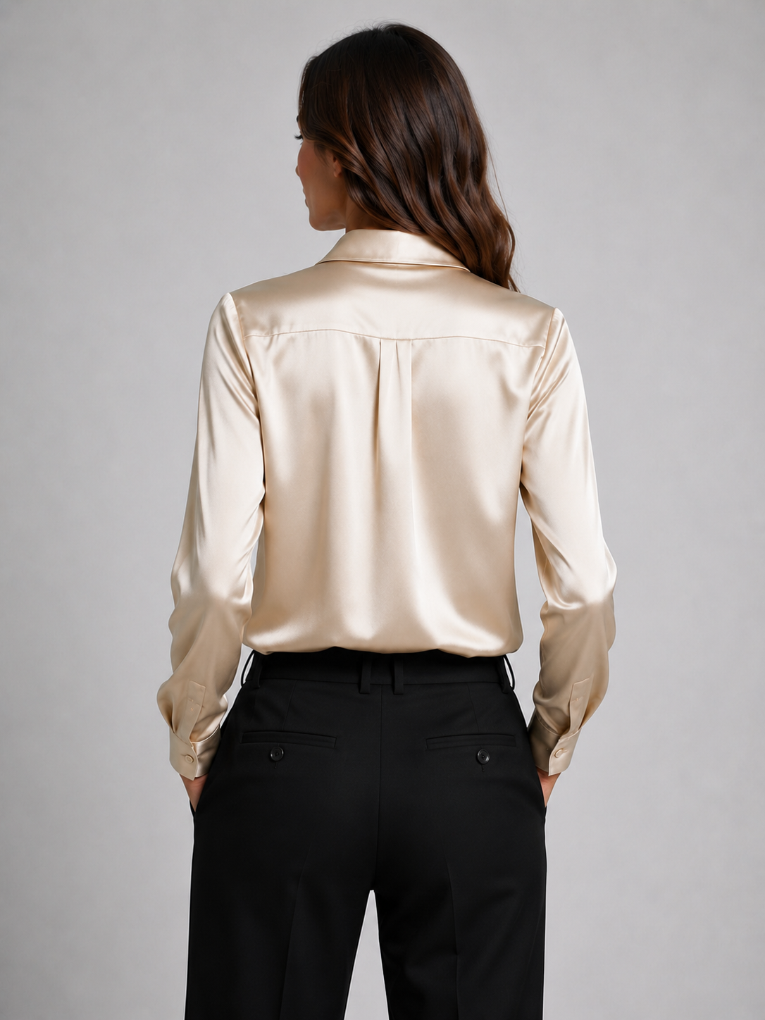 Women’s Satin Look Long Sleeve Blouse