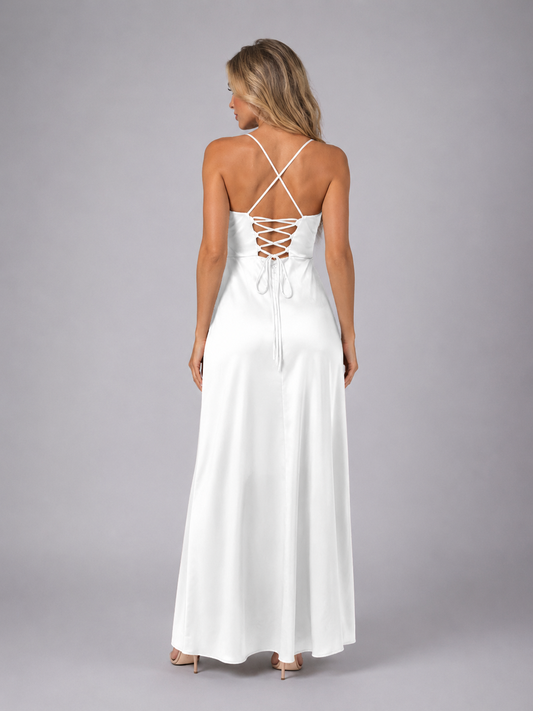 Women’s Satin Feel Cowl Neck Maxi Dress