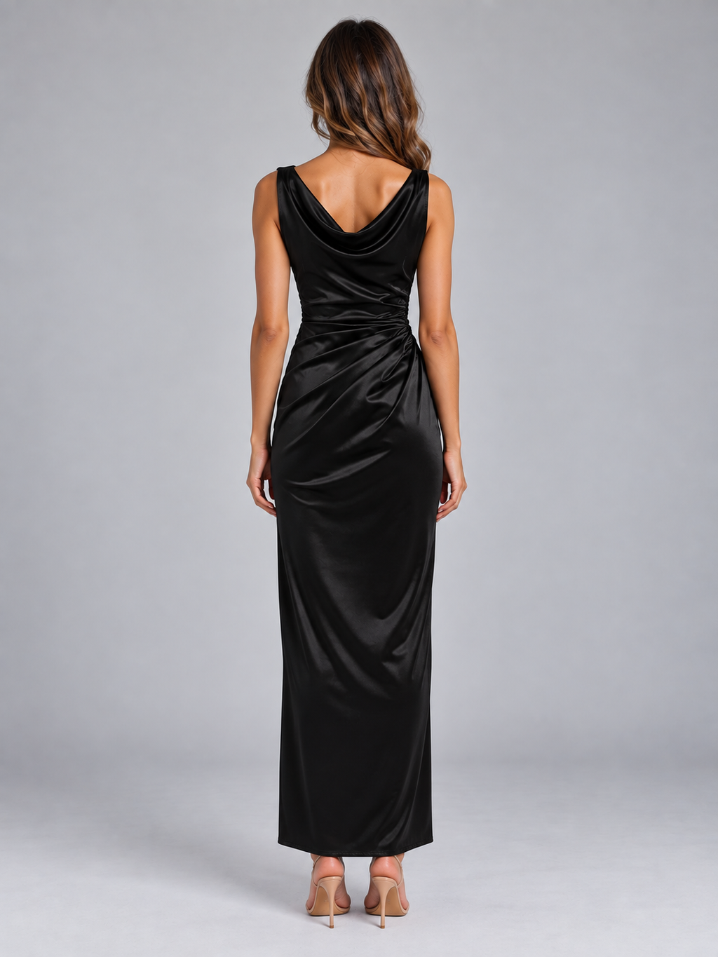Women’s Satin Look Cowl Neck Maxi Dress