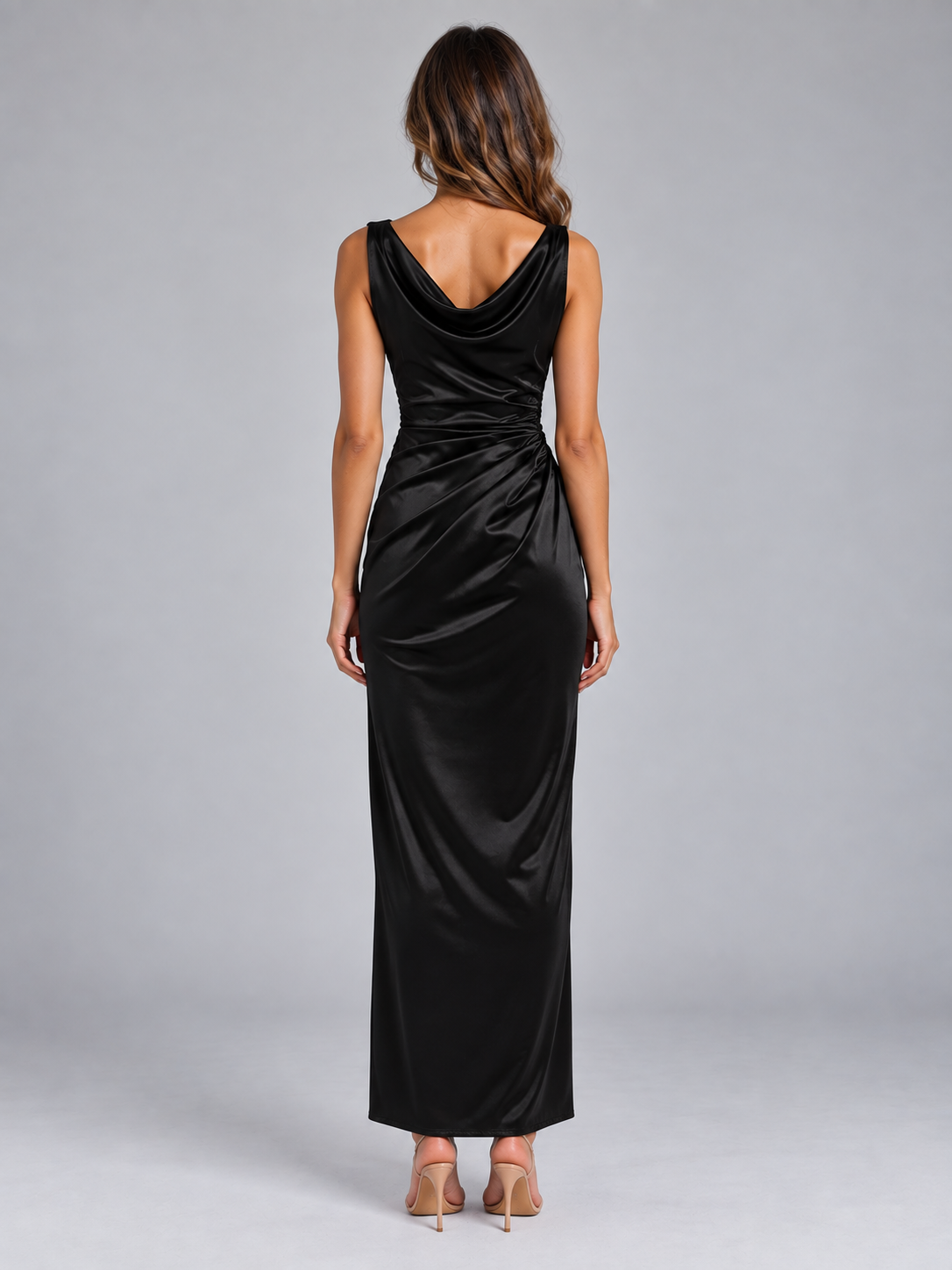 Women’s Satin Look Cowl Neck Maxi Dress