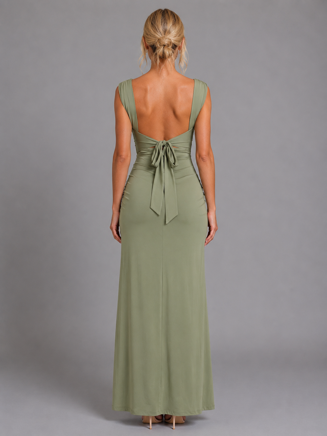 Women’s Square Neck Side Split Maxi Dress