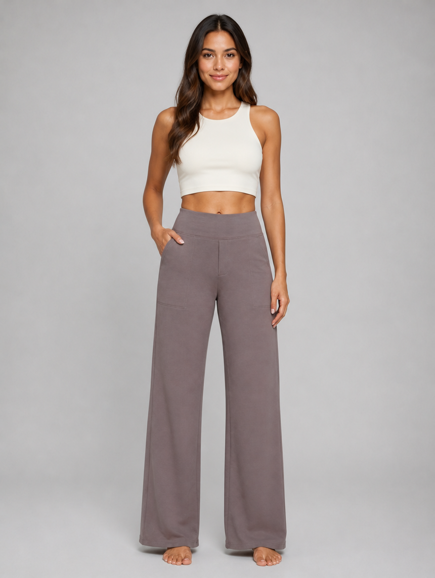 Women’s Stretch Straight-Leg Trousers – High-Waist Comfort Fit