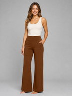 Women’s Stretch Straight-Leg Trousers – High-Waist Comfort Fit