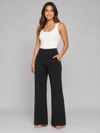 Women’s Stretch Straight-Leg Trousers – High-Waist Comfort Fit