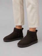 Women’s Suede Ankle Boots – Shearling Lined Winter Slip-On Shoes