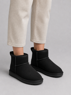Women’s Suede Ankle Boots – Shearling Lined Winter Slip-On Shoes
