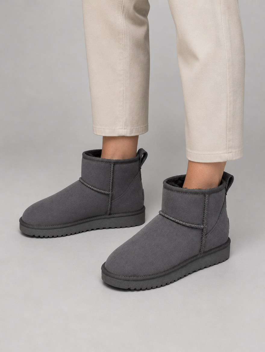 Women’s Suede Ankle Boots – Shearling Lined Winter Slip-On Shoes