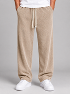 Men's relaxed corduroy trousers in beige
