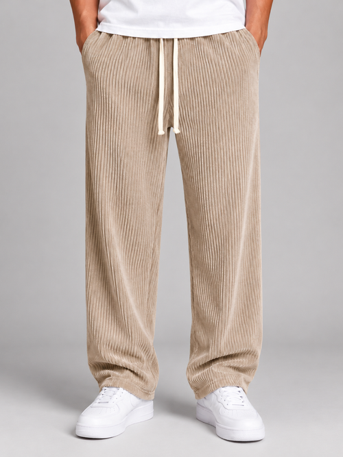 Men's relaxed corduroy trousers in beige
