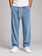 Men's relaxed corduroy trousers in sky blue