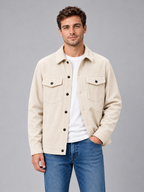 Men's corduroy overshirt — apricot alternate studio view