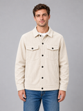 Men's corduroy overshirt — apricot front studio view