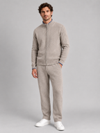 Men's grey marl merino knit lounge set, front studio view