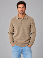 Men's polo knit jumper in beige